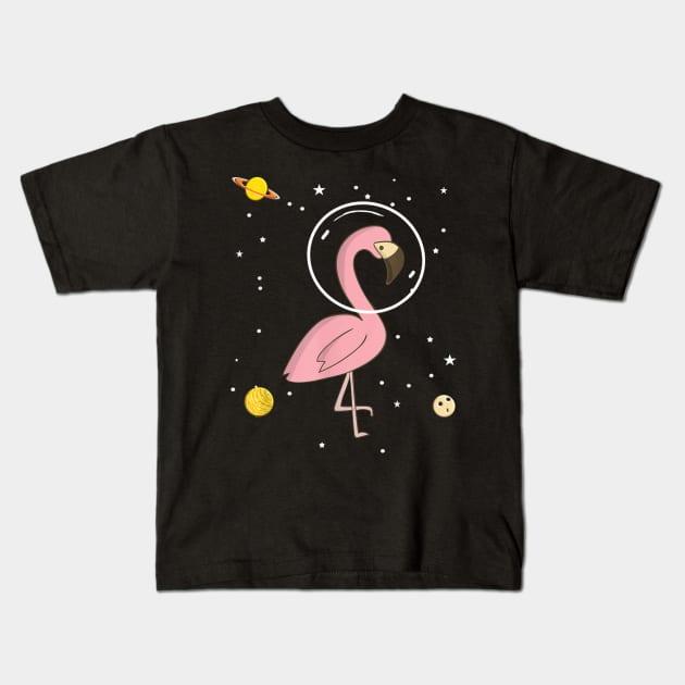 Flamingo In Space Flamingo Astronaut Gift Kids T-Shirt by jordanfaulkner02